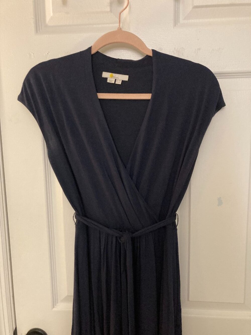 Boden Jersey Knit Navy Wrap Maxi Dress Size 6